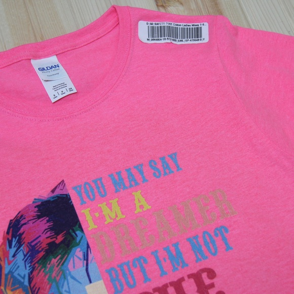 NWT Graphic Print Novelty Pink John Lennon Dreamer T-shirt - Picture 4 of 5